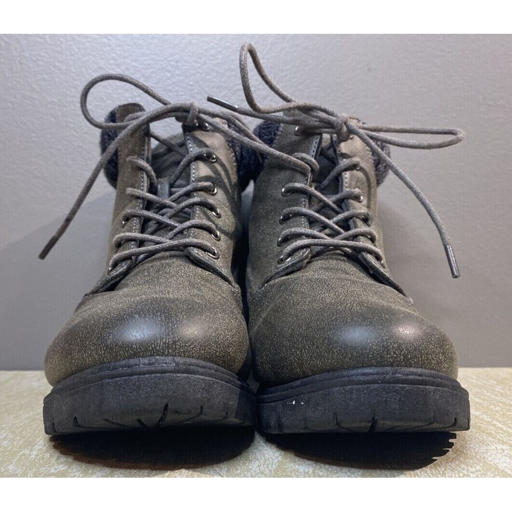 Gray Blue Suede Shoes Brand Boots Women's Size 6 w/ Sweater top Lace-up Hiking - Picture 4 of 8